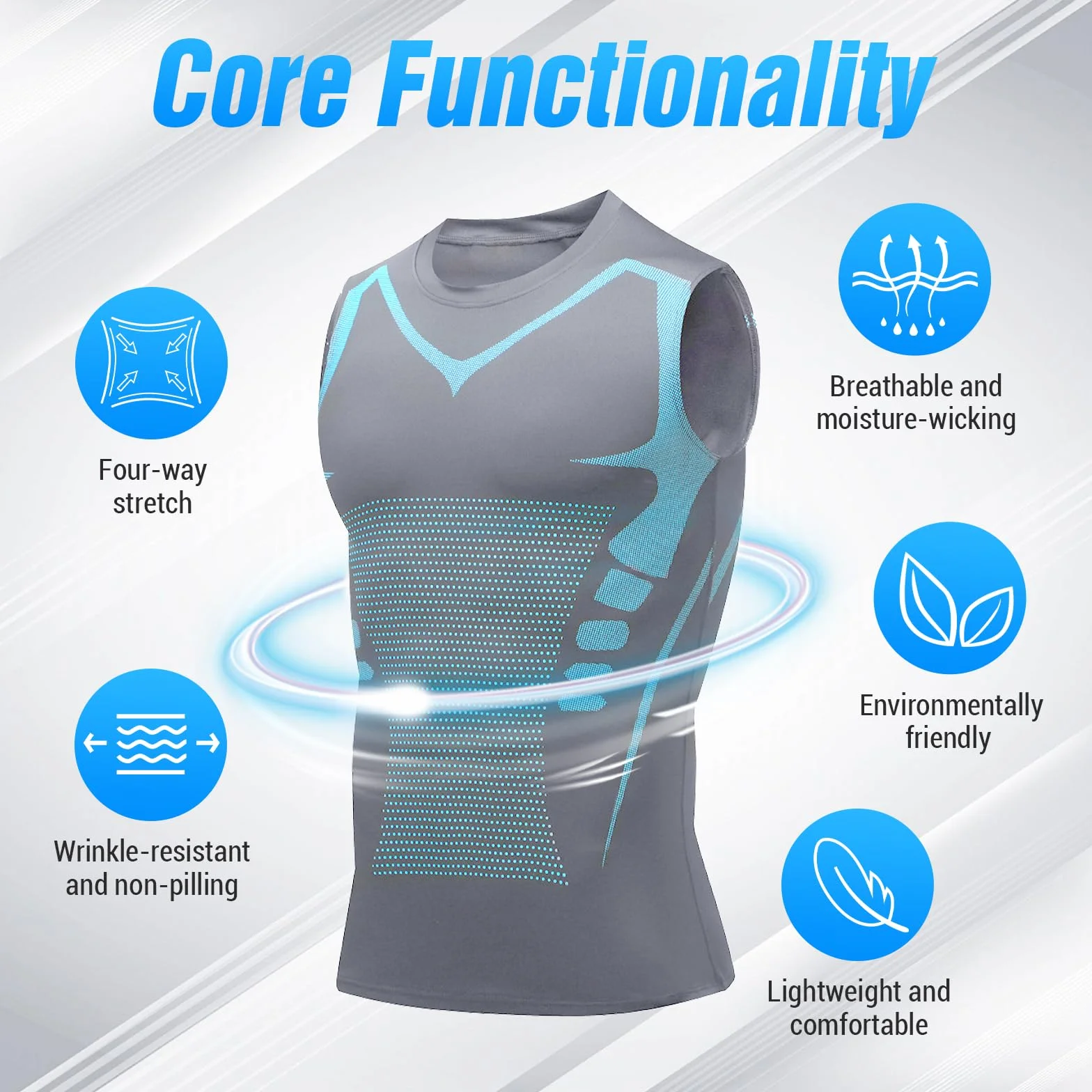 Ronronner 2 StüCk 2024 Ionic Shaping Weste, Ionic Shaping - Canottiera da uomo, tratto addominale, tessuto traspirante in seta di ghiaccio - abbigliamento sportivo per uomo