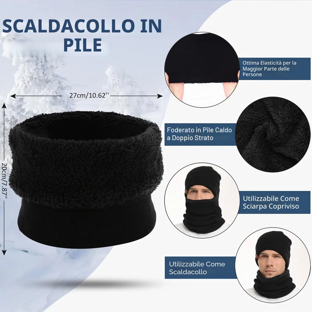 Invernali Cappello Sciarpa e Guanti Touch Screen, Berretto in Maglia Scaldacollo e Guanti con Fodera in Pile per Uomo Donna