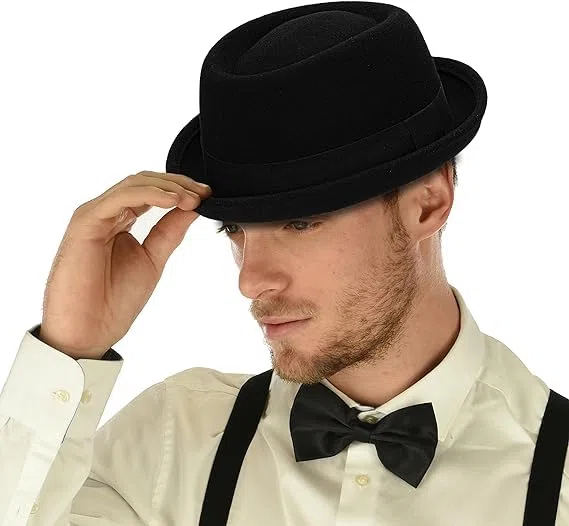 Cappello classico anni '20 in pura lana roll-brrim pork- Pie Fedora-Hat uomo donna – cappello da chiesa a tesa corta schiacciabile