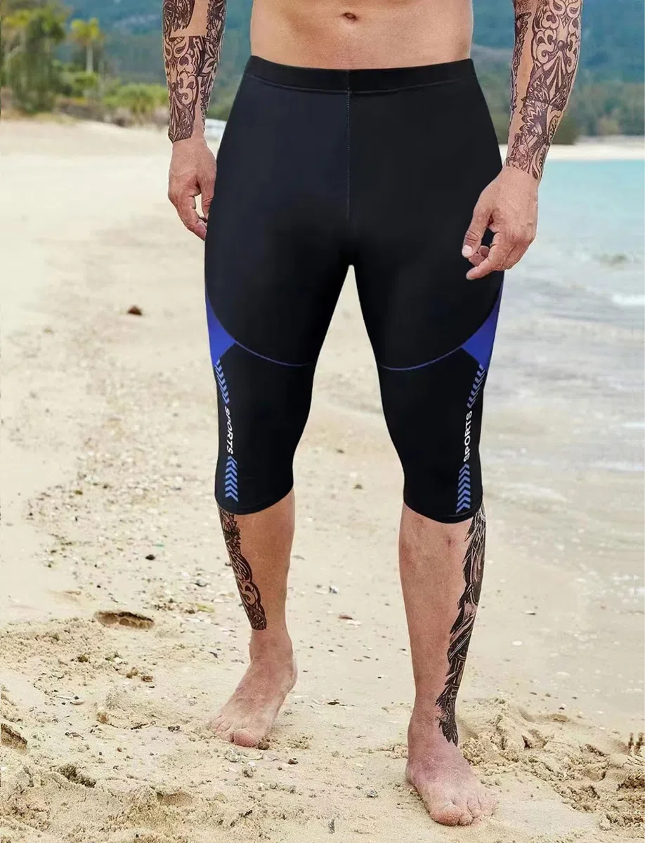 SEAUR Pantaloni da nuoto da uomo, per allenamento, Quick Dry standard, ad alta compressione, per la gara