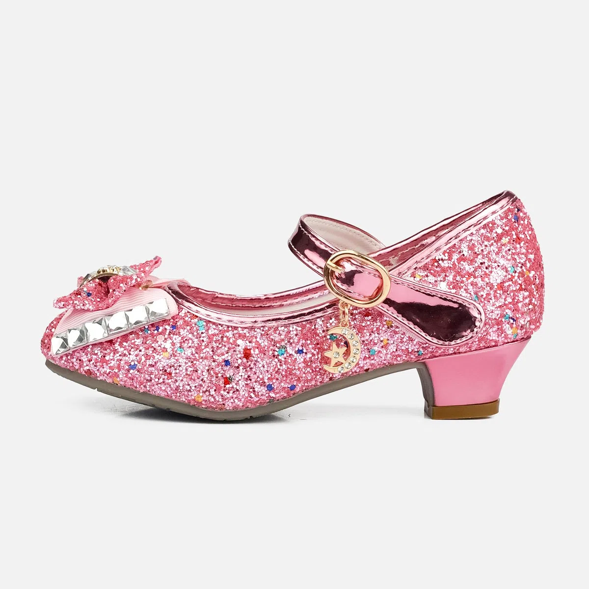 Scarpe Principessa Bambina Bimba, Scarpe Glitterate con Tacchi per Ragazza, Scarpe Cosplay con Paillettes Eleganti per Cerimonia Festa