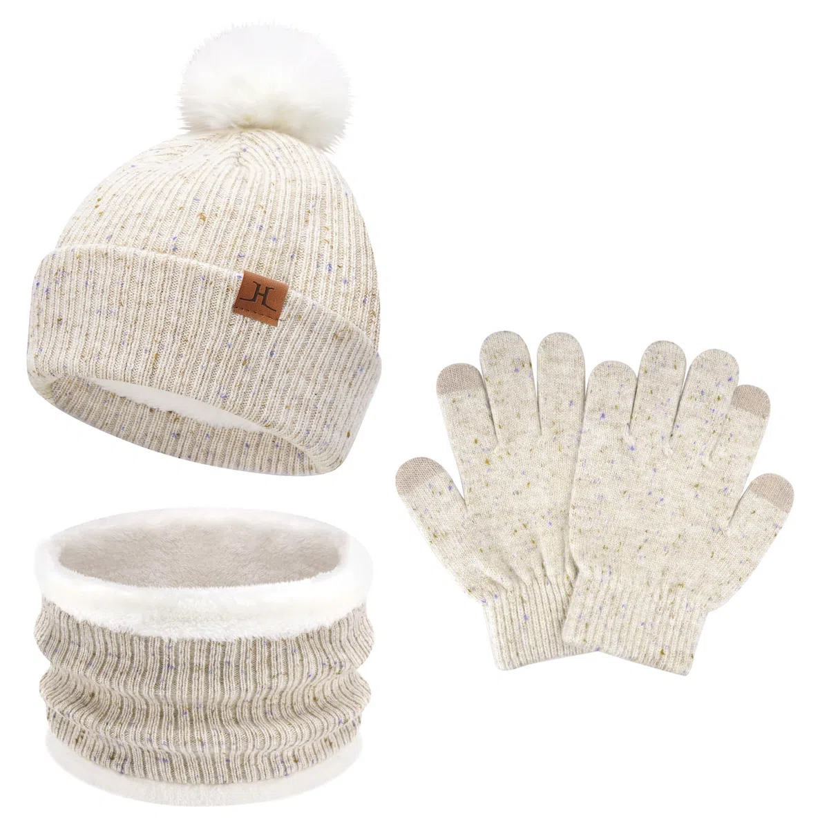 Bequemer Laden Bambino Bambina Cappello Invernale Termici Sciarpa ad Anello Guanti in Maglia, PON PON Berretto Scaldacollo Manopole per 0 6 12 Mesi 1 2 3 4 5-8 Anni Bambini Regalo