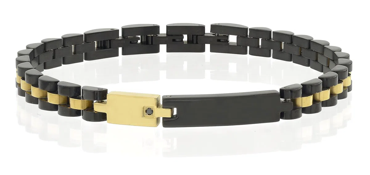 10:10 Bracciale uomo in acciaio inox, trattamento pvd - 23 cm - Braccialetto regolabile, comodo, resistente - Confezione regalo