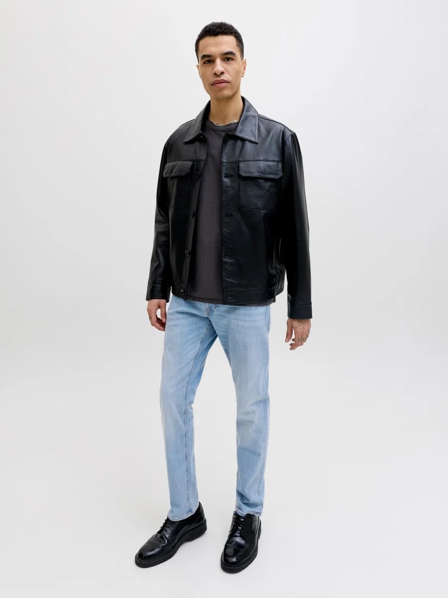 JACK & JONES Jeans Slim Lavaggio Chiaro, Elasticizzato, Vita Bassa e Stretto alla Caviglia.
