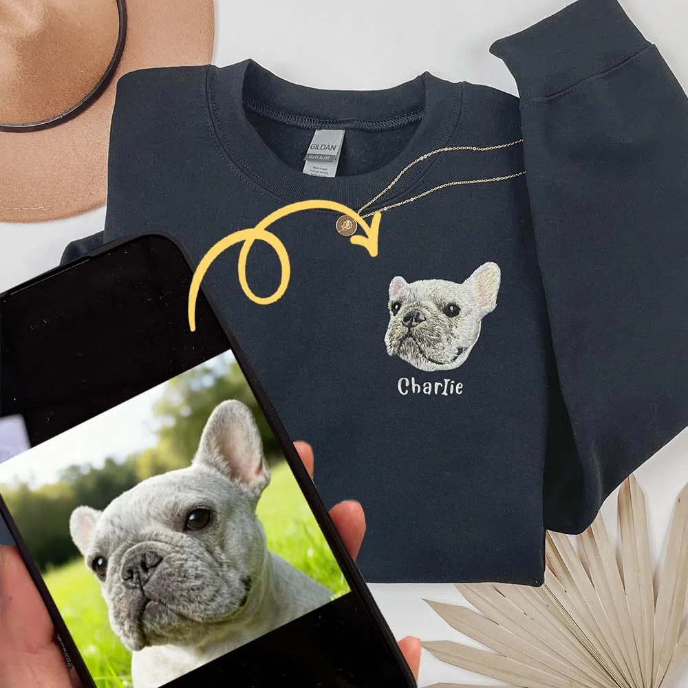 Felpa Personalizzata con Cappuccio - Ricamata con Foto Animali Domestici + Nome | Regalo Perfetto per Coppie, Fidanzati, Fidanzate, Regali di Natale