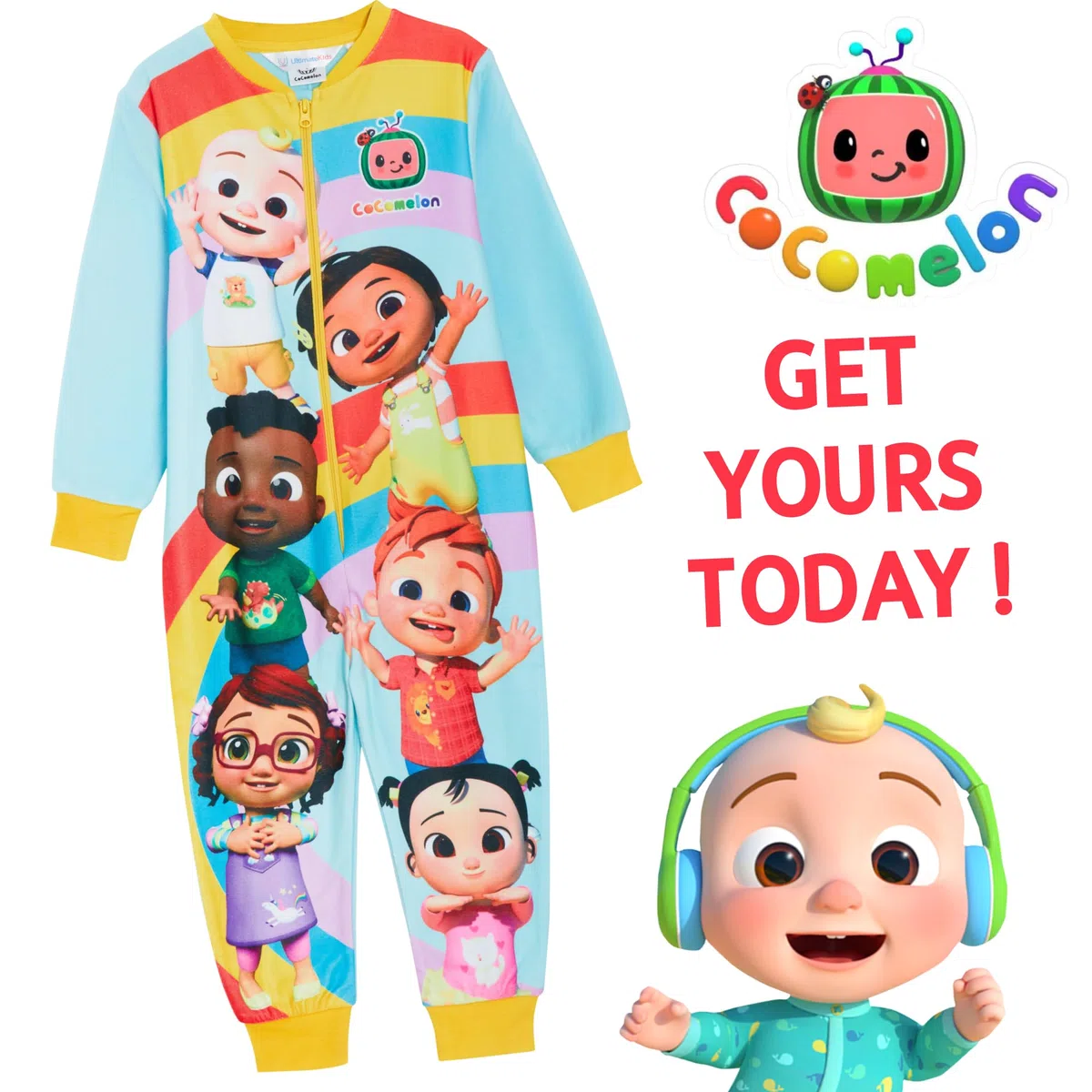 CoComelon Pigiama Intero per Bambini Pigiama Tutto in Uno Pigiama in Pile per Ragazze JJ Pigiama Unisex con Cerniera