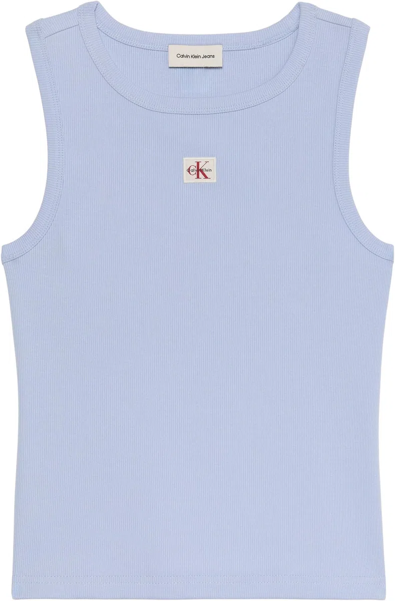 Calvin Klein Donna Canotta Woven Label Rib con Logo