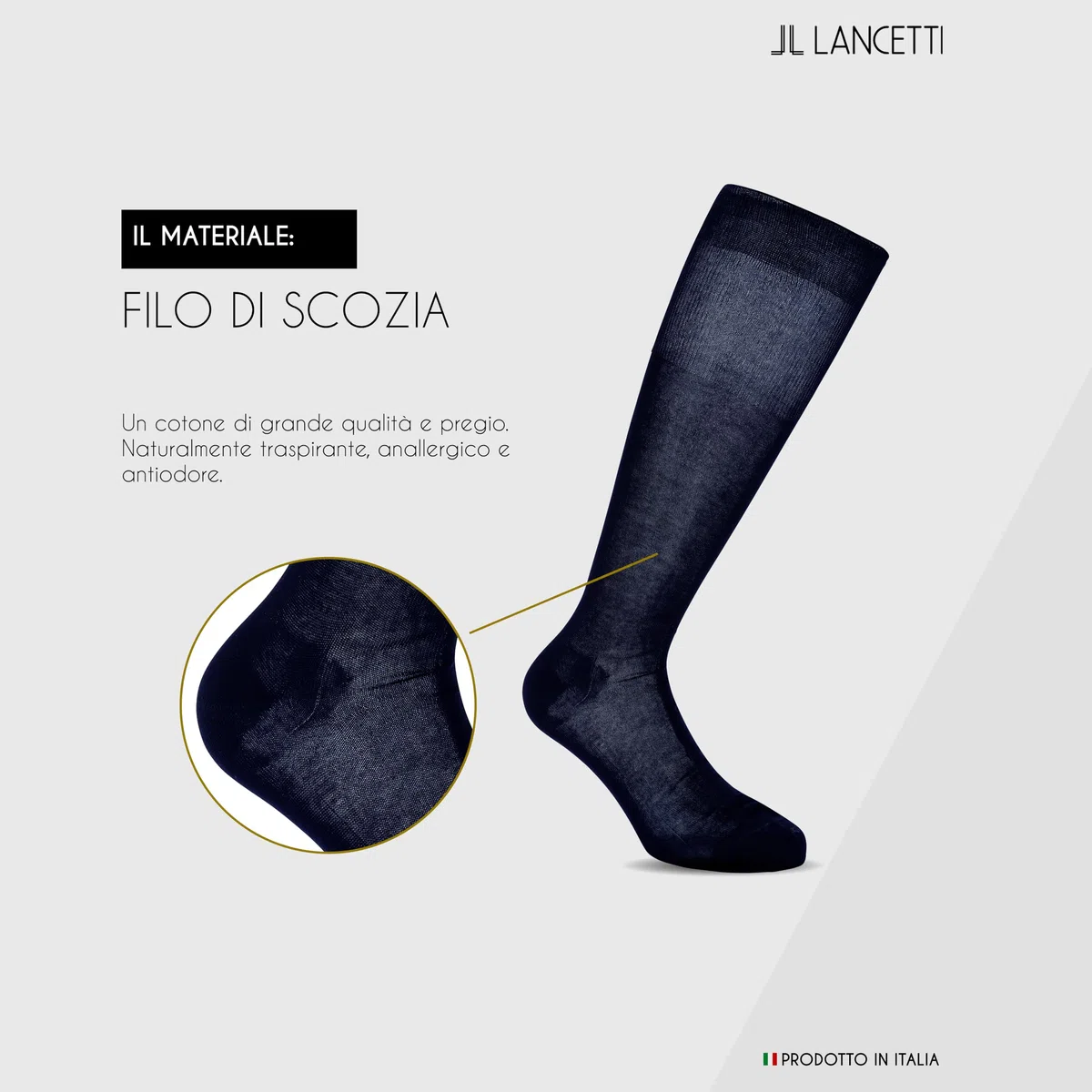 LANCETTI - 6 Paia di Calze Classiche Eleganti e Lunghe per Uomo in Pregiato Cotone Filo di Scozia - Vari Colori Disponibili