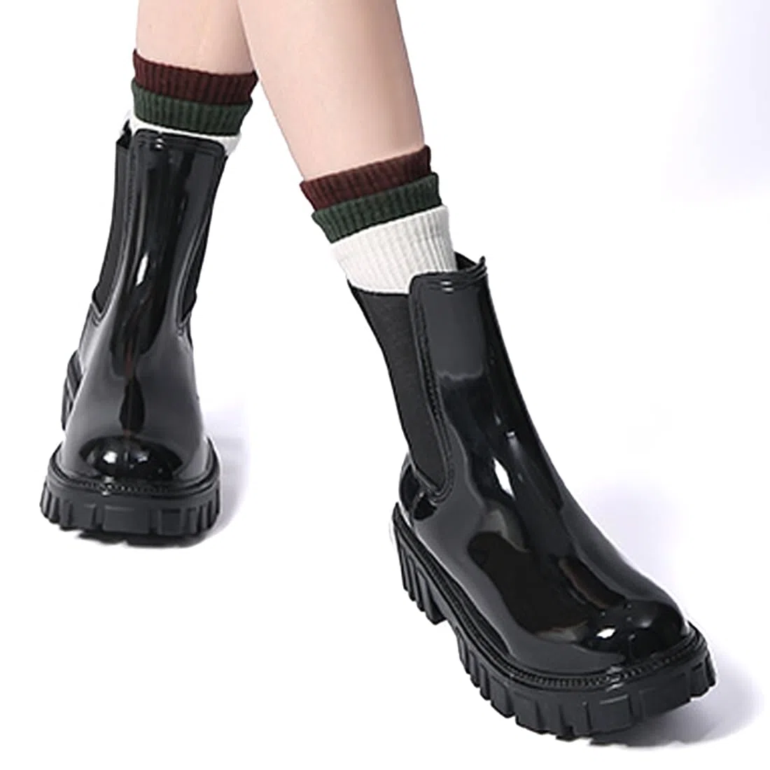 Harssidanzar Donna Stivaletti Pioggia Impermeabili Chelsea Boots,Stivali da pioggia antiscivolo e scarpe da giardino per donne con solette confortevoli HL211EU