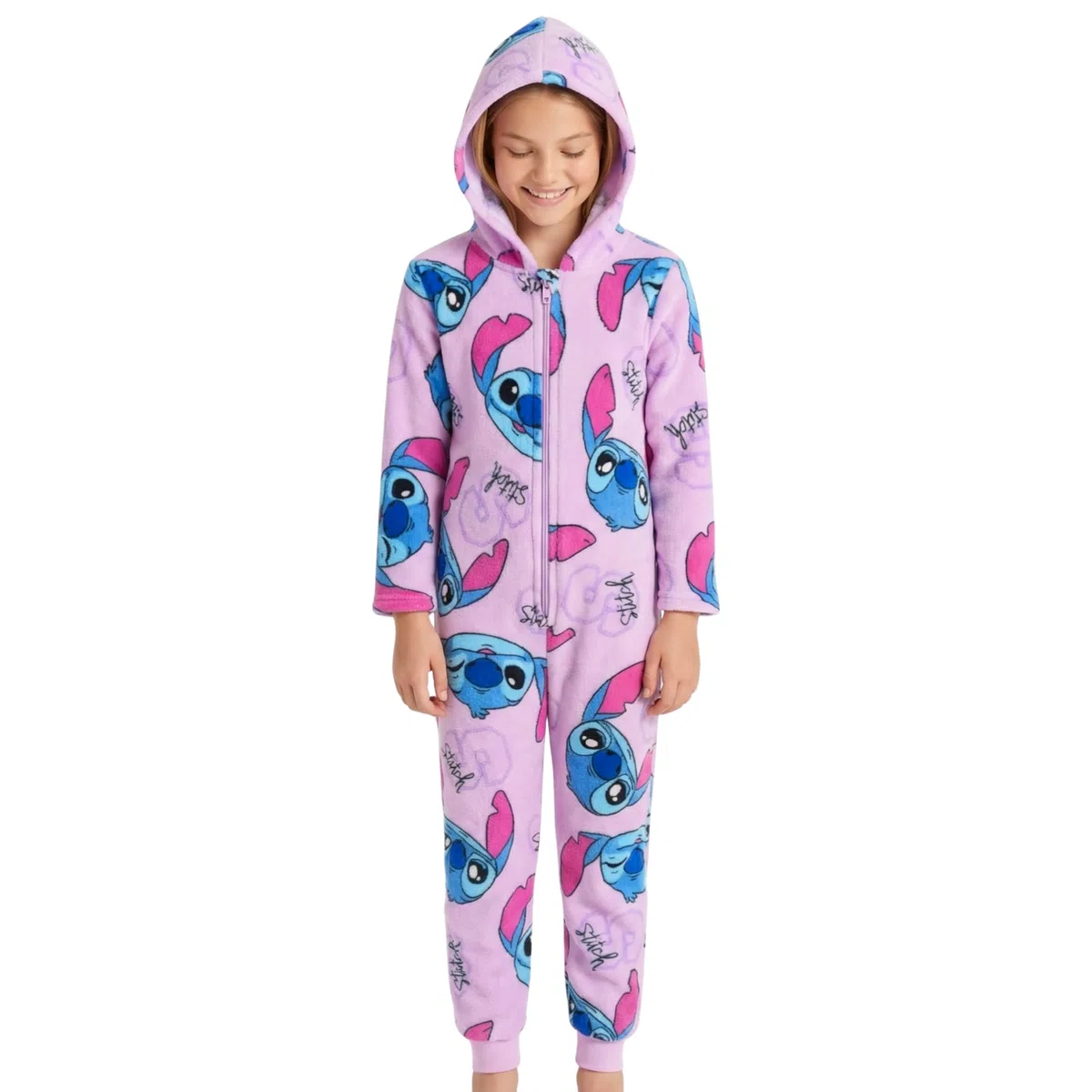 Disney Stitch Pigiama per Ragazze, Pigiama Intero per Bambina in Morbido Pile, Taglie 6 a 12 Anni