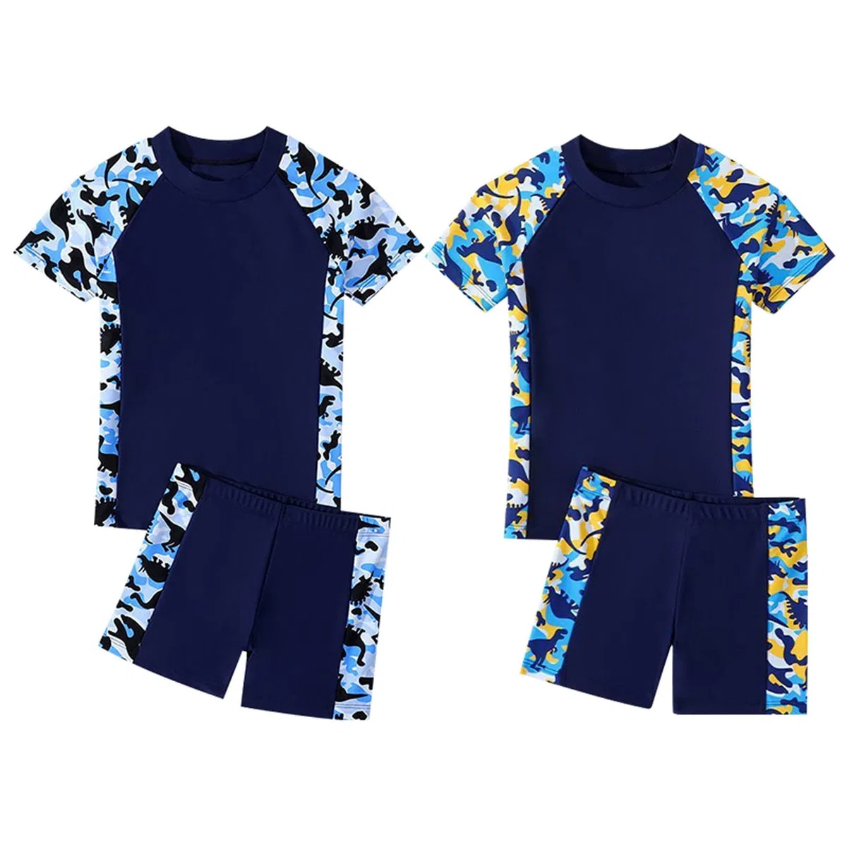 Costume da bagno da ragazzo a maniche corte e traspirante, ad asciugatura rapida, due set di vestiti per bambini