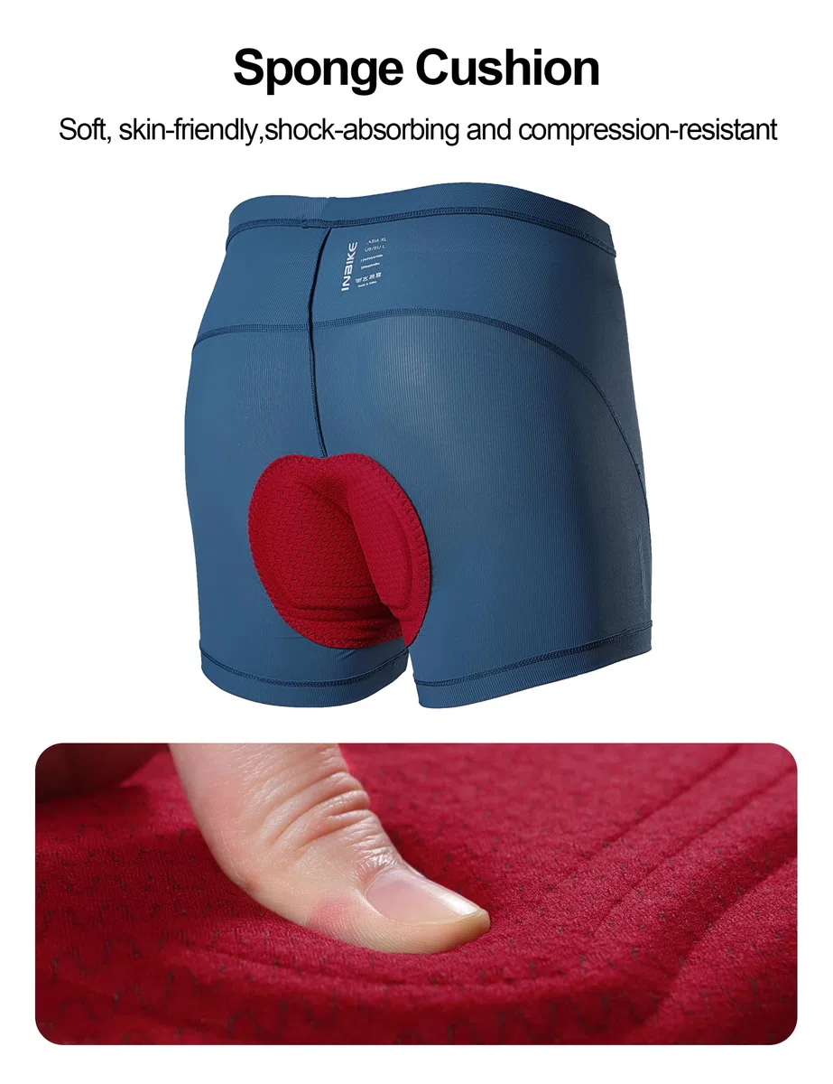 INBIKE Pantaloncini Ciclismo Uomo Intimo Ciclismo con Fondello Pantaloncini Bici Imbottiti Gel Traspirante Boxer Bici Biancheria Mutande MTB