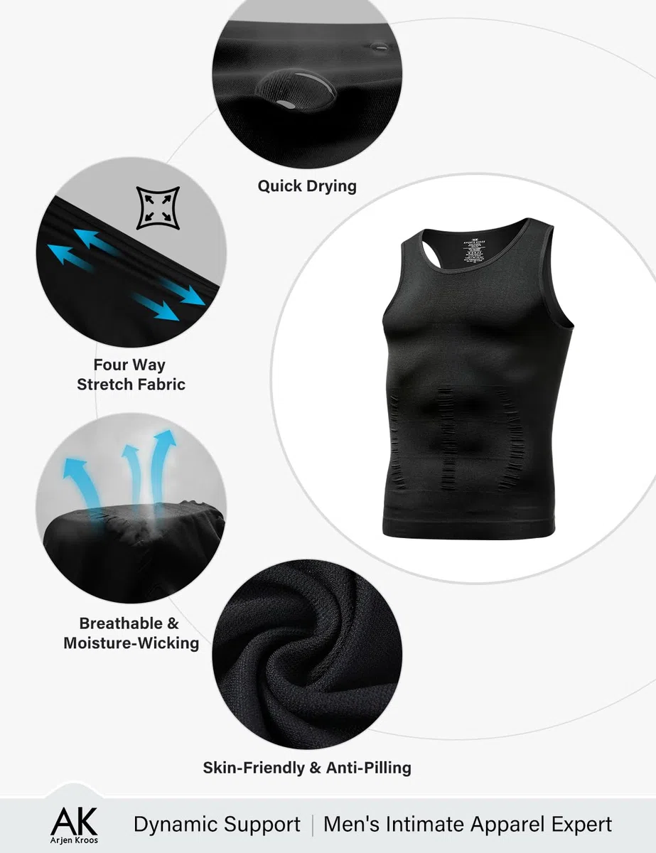 Arjen Kroos Canotte Compressione da Uomo Maglietta Contenitiva Snellente Intimo Senza Maniche Maglie Dimagrante Shapewear