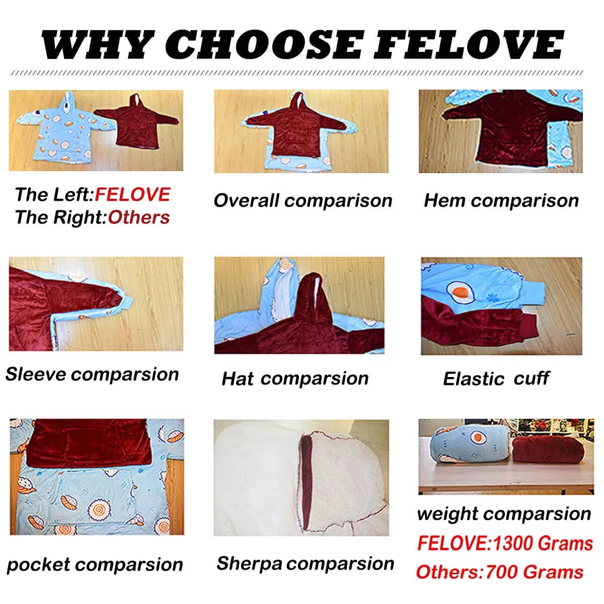FELOVE Felpa Oversize con Cappuccio,Hoodie Gigante Super Morbida,Calda e Confortevole,Felpa con Cappuccio Adatta per Adulti, Uomini, Donne, Adolescenti