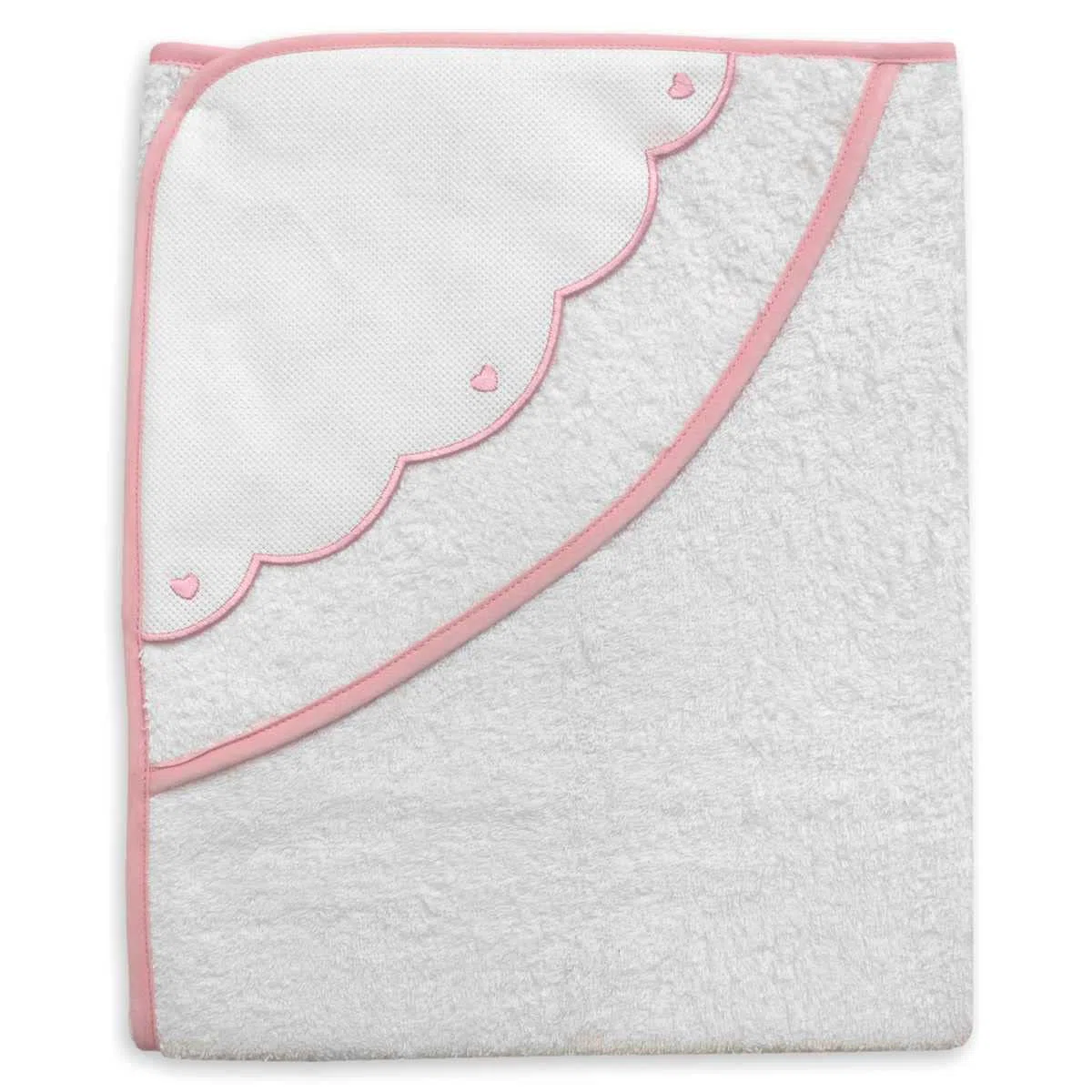 hobbymio.it Accappatoio triangolo neonato da ricamare a punto croce, accappatoio triangolo con tela aida, accappatoio in spugna, cuori, rosa