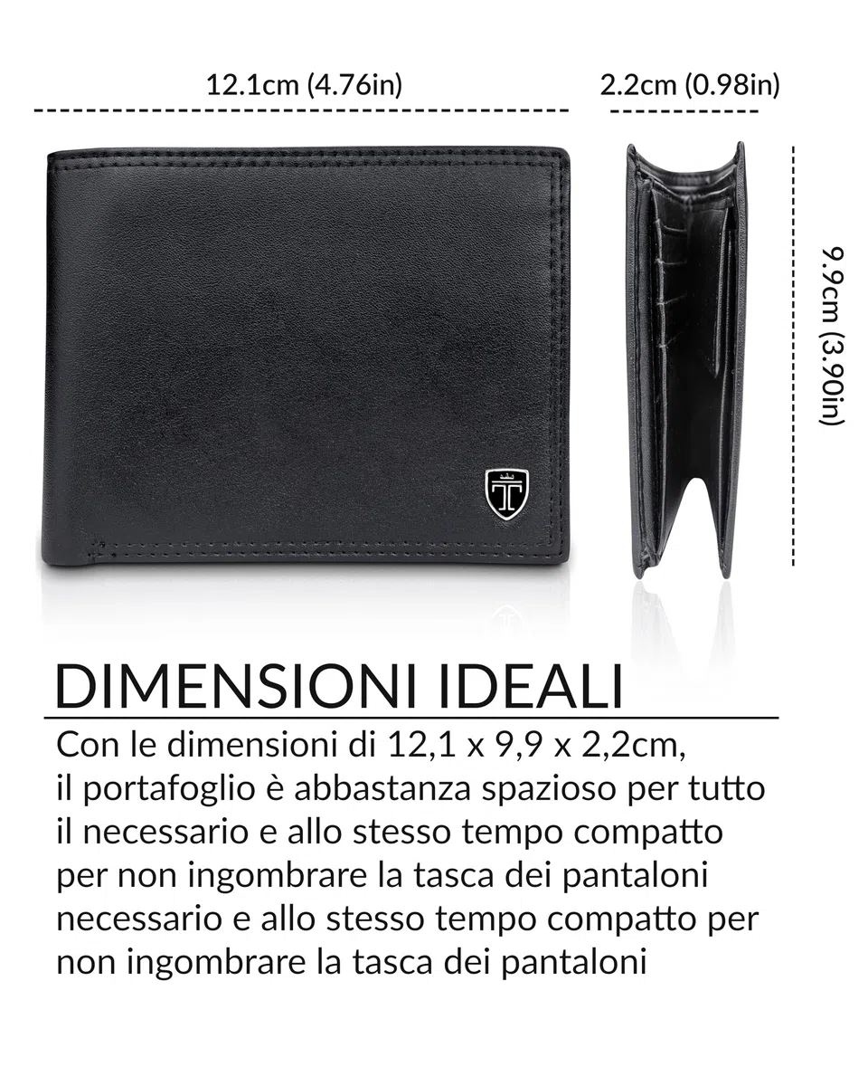 TRAVANDO Portafoglio Uomo Grande OSLO con protezione RFID Porta Carte di Credito nero con Portamonete Borsellino Portafogli in formato Verticale Porta Banconote Wallet Porta monete Regalo