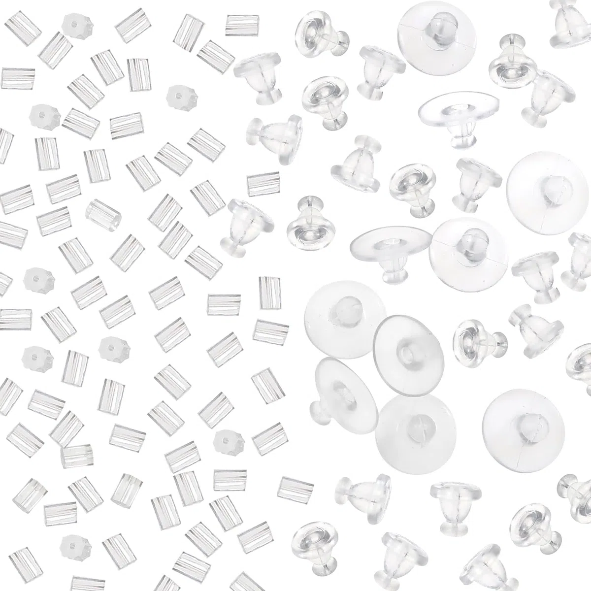 Toaob Orecchini ipoallergenici a perno piatto e chiusure, plastica, Clear, 3x3mm