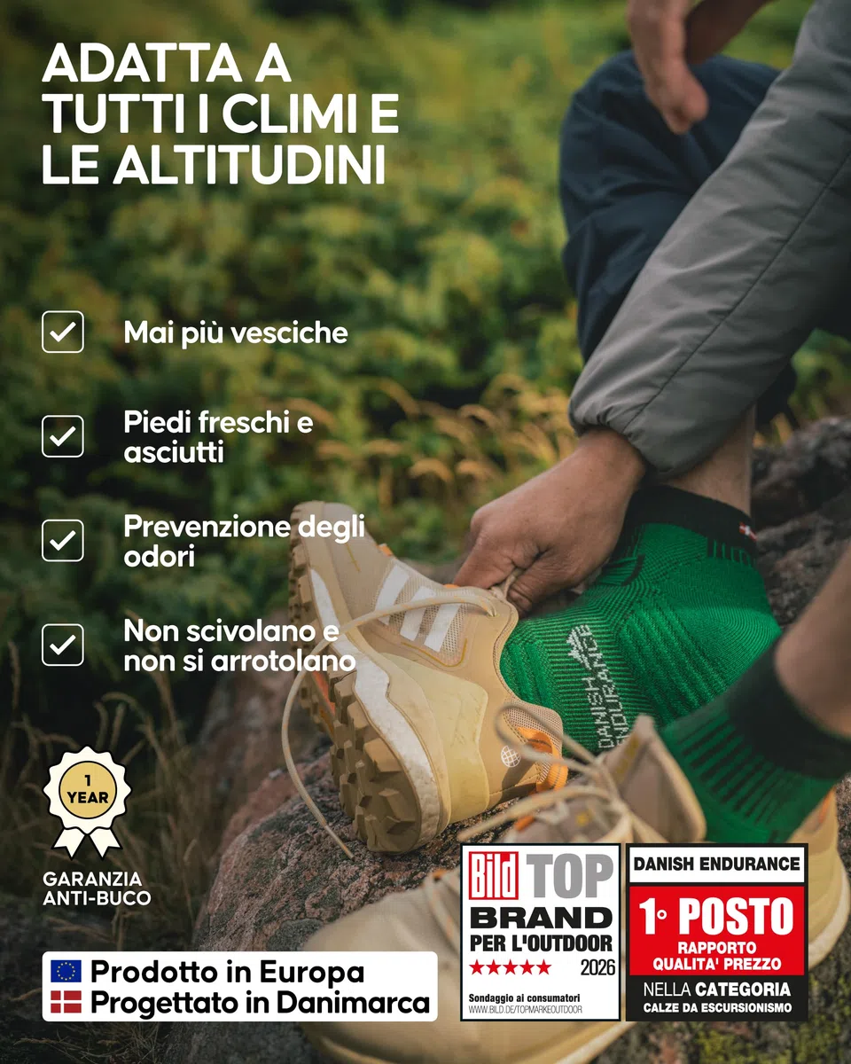 DANISH ENDURANCE Calzini Trekking Lana Merino, Uomo e Donna, Calze Termiche Lunghe, Medie e Corte, Traspiranti e Anti-Vesciche, Unisex, 3 Paia