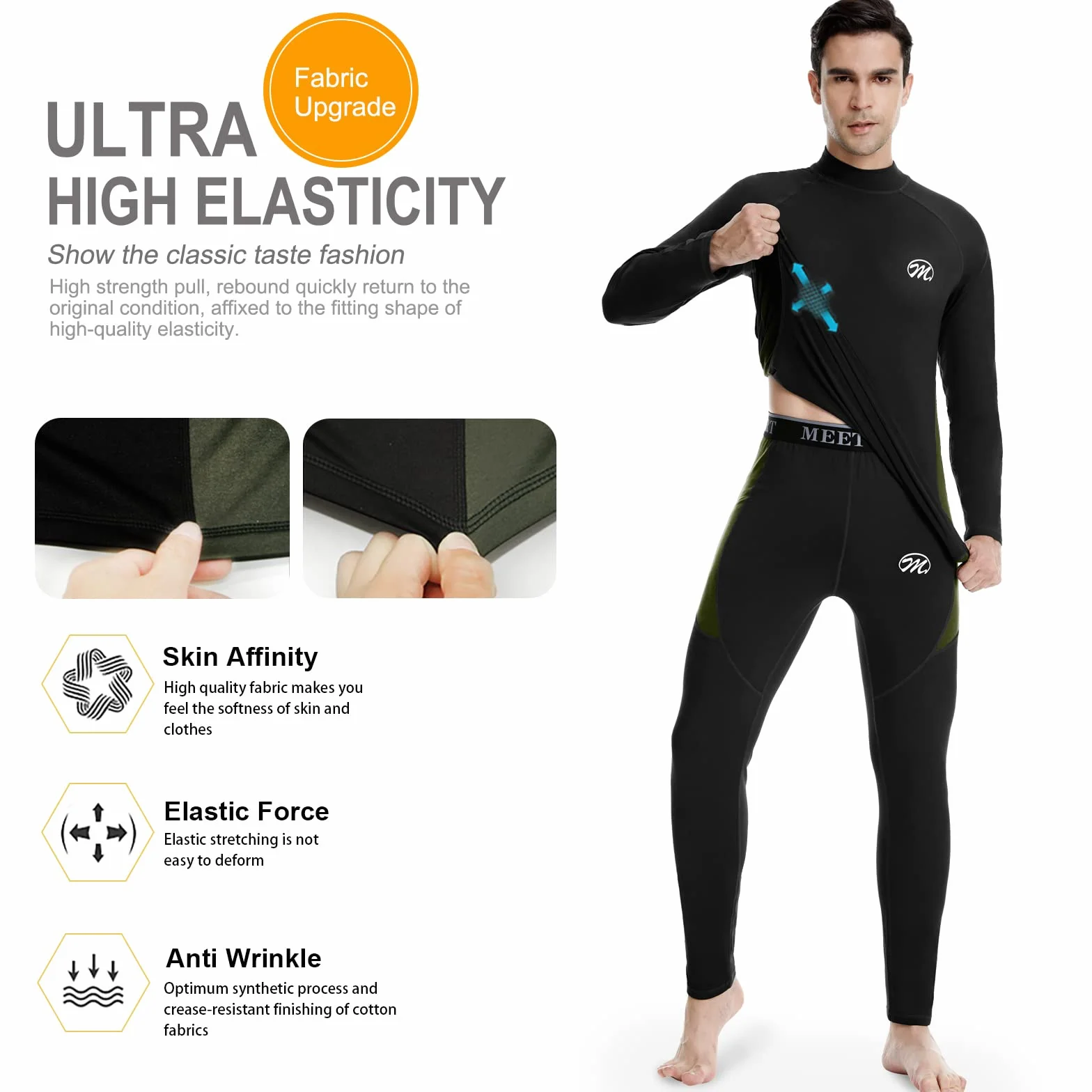 MEETWEE Biancheria Intima Termica Uomo Set,Traspirante Asciugatura Rapida Maniche Lunghe Sportiva Sets per Ciclismo e Lo Allenamento Sci Corsa