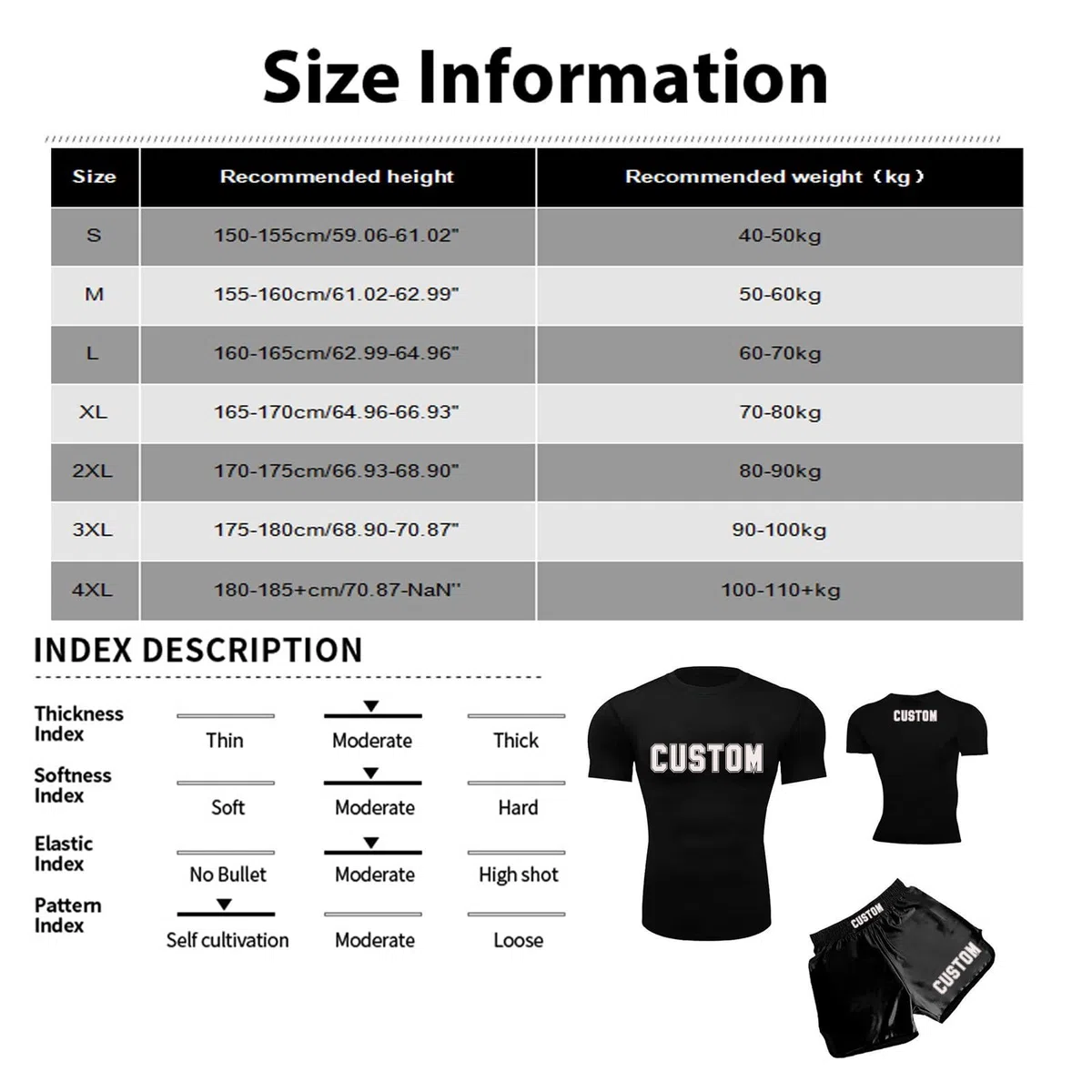 Generico Personalizzata Pantaloncini Muay Thai per Uomo e Donna con Testo Maglietta Boxing Uniforme per Arti Marziali MMA Cage Fighting Gym Training