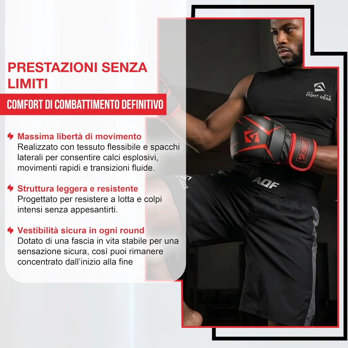 AQF Pantaloncini da Combattimento MMA UFC Cage Fighting Grappling Kick Boxing Gym Short 4-Way Stretch Moisture Wicking Training Shorts