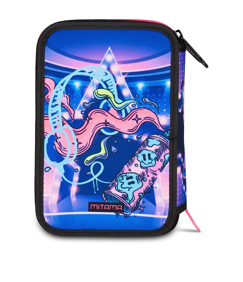 Mitama Astuccio Scuola 3 Scomparti, SUPER TRIPLO MUSIC POP, Contenuto 47 pz, Completo di Matite, Pennarelli, Portapenne Scuola Elementare Bambina