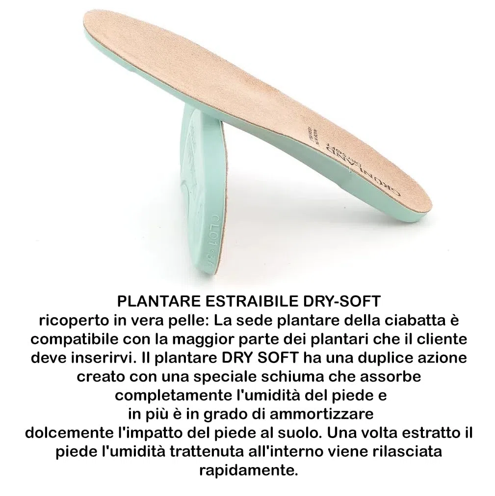 GRUNLAND soletta plantare DRY SOFT estraibile lattice traspirante e pelle di ricambio scarpe ciabatte donna per tanti modelli grunland (natural, 40)