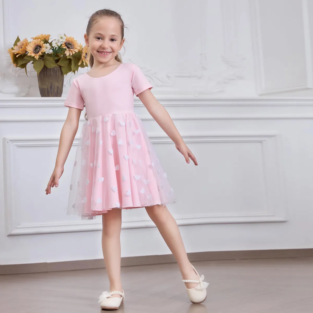Vestito Bambina Principessa Abiti e Ragazze Cotone Ragazze Vestito Estivo Manica Elegante Abito da Sposa per Feste età 2-13 Anni