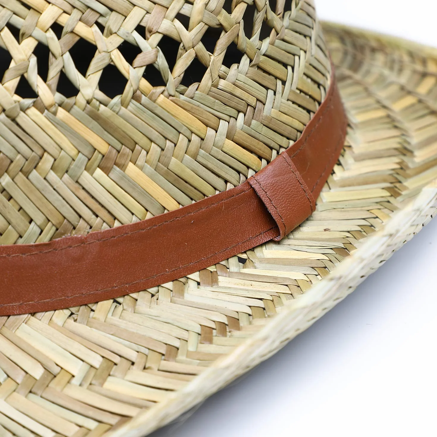 fiebig Cappello di Paglia Australiano per Donna e Uomo | Cappello da Cowboy in Paglia | Cappello Occidentale con Fascia in Finta Pelle | Cappello da Sole per la Primavera e L'Estate