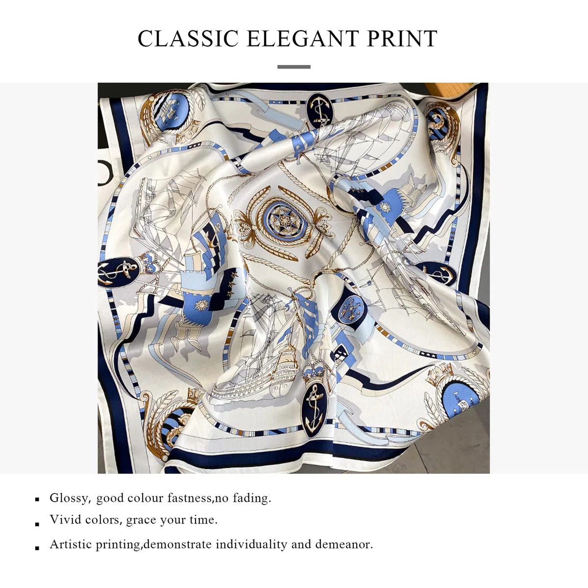 LumiSyne Sciarpe Di Seta Donna Foulard Quadrata 70×70cm Retro Stampato Motivo Geometriche Catena Lettere Leggera Raso Foulard Piccolo Fazzoletto Da Collo Fascia Per Capelli Bandane Copricapo