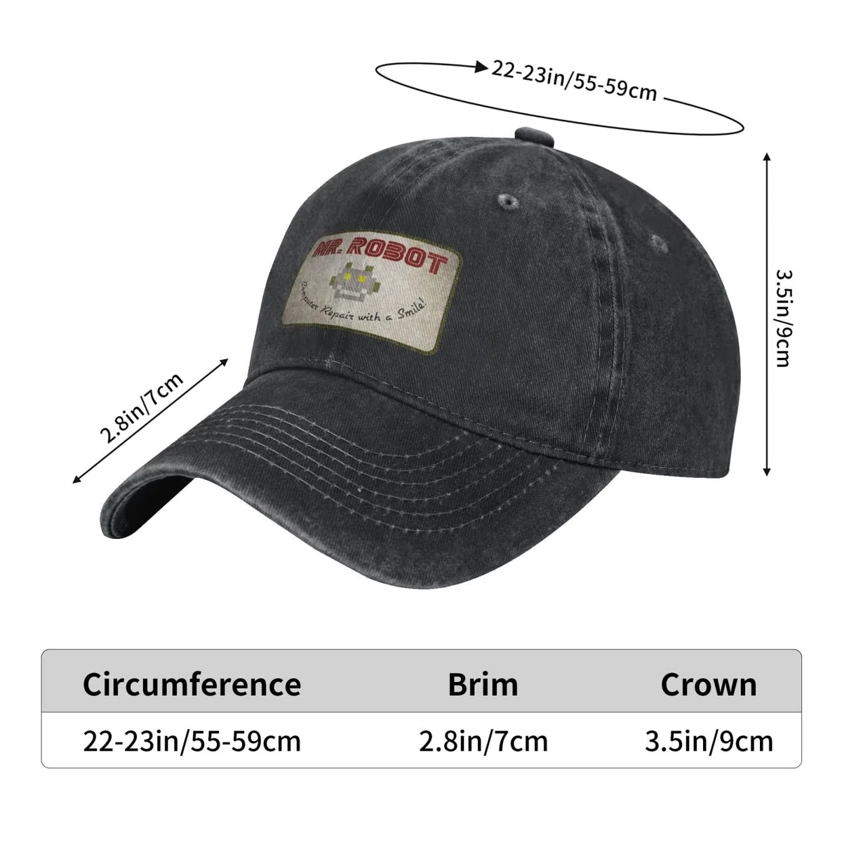 Cappello da Baseball Anime Funny Mr Robot Custom Retro Cowboy Washed for Men Denim Sun Hat Hip Hop Peaked cap Regali