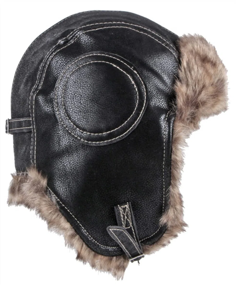 GIBZ Cappello Aviatore in Pelliccia Uomo Donna con Earflap Caldo Berretto Russo in Pelle Antivento per Inverno