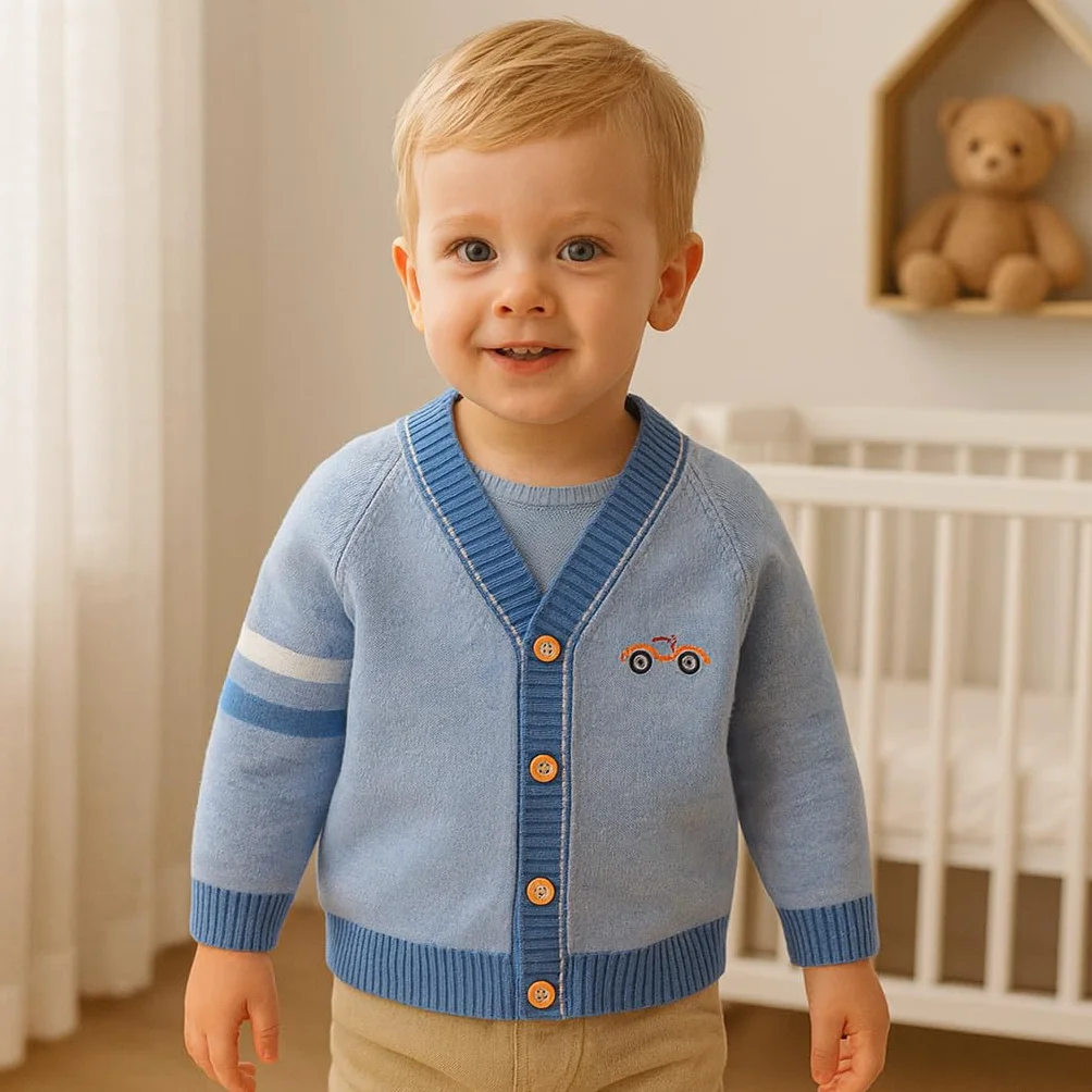 Bambino Ragazzo Cardigan Maglione in Cotone con Scollo a V per Bambini Giacca a Maniche Lunghe da Bambino in Maglia con Bottoni per l'Autunno Inverno
