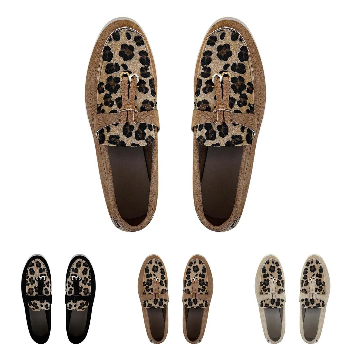 Scarpe basse da donna larghe H leopardate, traspiranti, ortopediche, antiscivolo, leggere, casual, comode e per il tempo libero