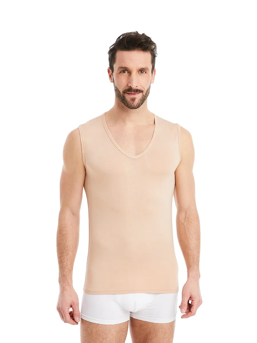 FINN Maglietta Intima Business Uomo Senza Maniche con Scollo a V - Maglia Sottogiacca in Originale Tessuto Lenzing® Modal - La Canottiera Perfetta sotto Camicia e Abito