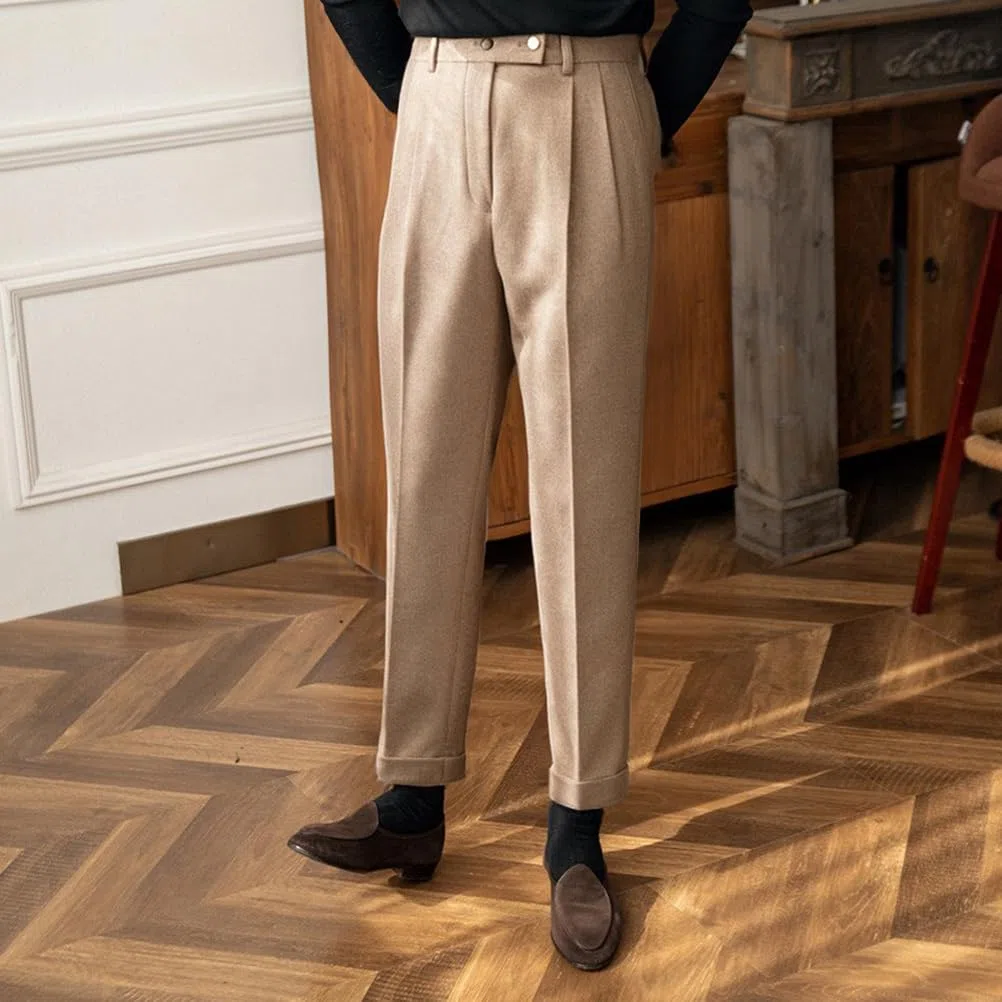 Pantaloni da Abito Uomo Pantaloni Retro Tailored Trousers Classica Pantalone Eleganti Taglio Dritto Pantaloni da Lavoro Stile-Britannico Pantaloni Completo Chino Pantaloni Leggeri