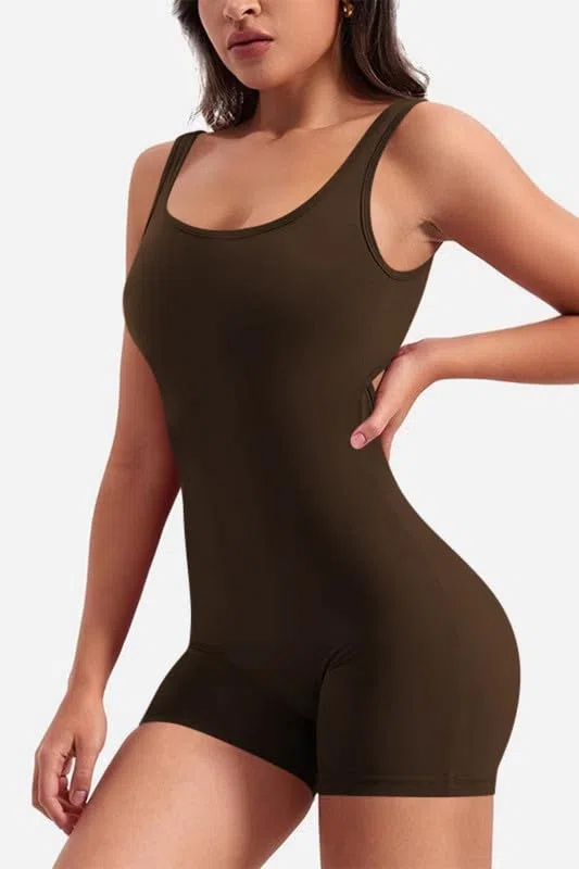 Haibang Tuta Intera Donna Corta Sportiva V Back Scrunch Butt Jumpsuit Senza Manica One Piece Senza Schiena Sexy Playsuit Aderente Push Up Tutina Elastica Romper Bodysuit Workout Yoga Fitness