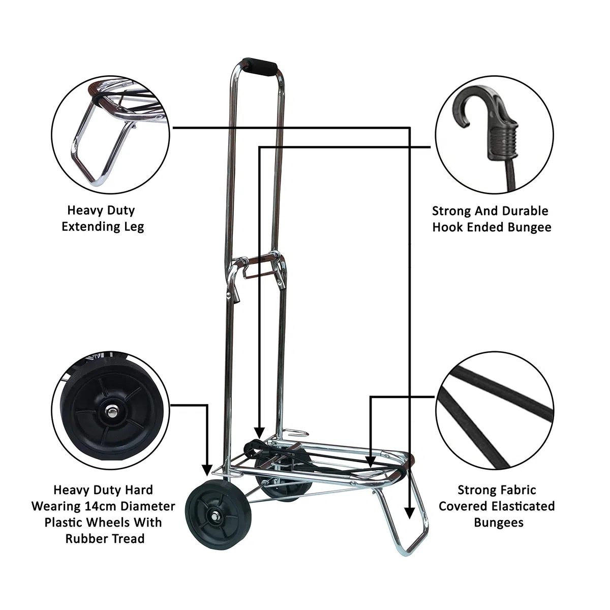 Acclaim Chrome Pieghevole Pieghevole Ciotole in Metallo Borsa Bagagli Carrello Carrello Carrello Maniglia Pieghevole Altezza 39"