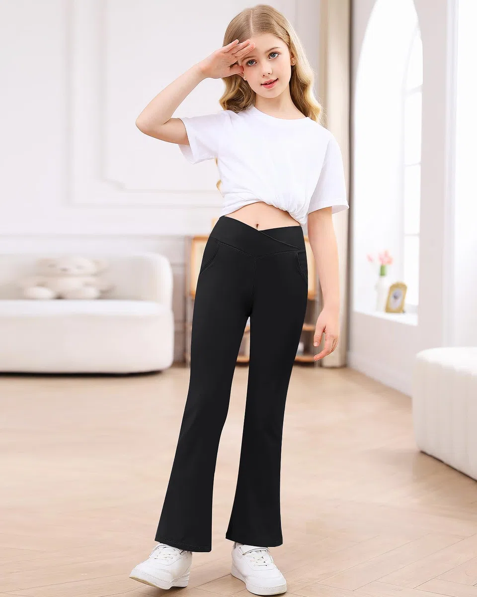 Adorel Flared Leggings Pantaloni Larghi Bootcut Ginnastica Bambina