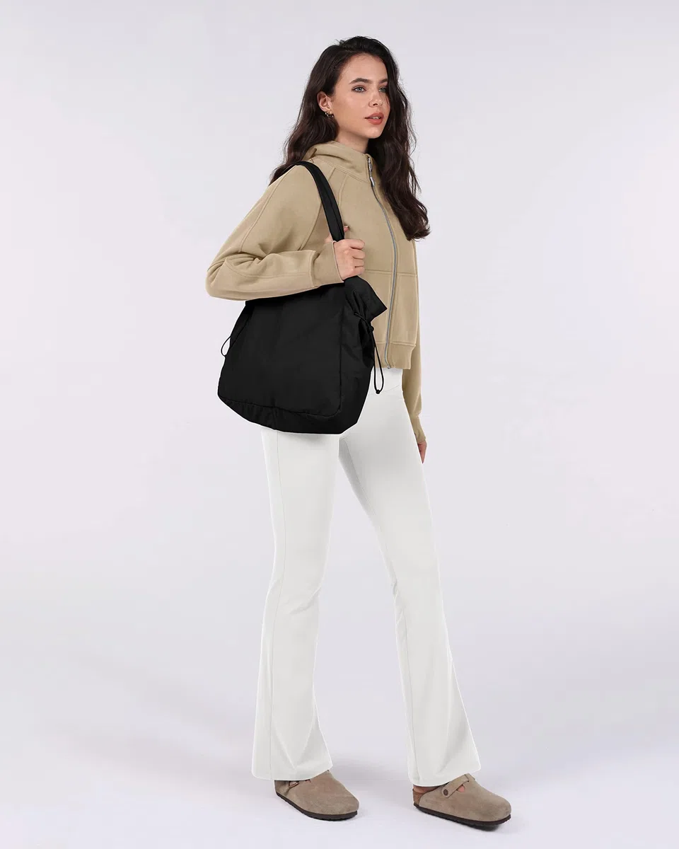 FuelMeFoot Flared Leggings da donna a vita alta, opachi, leggings sportivi lunghi con controllo della pancia, pantaloni da yoga, pantaloni da jogging da donna, colore nero, per palestra, pilates e uso