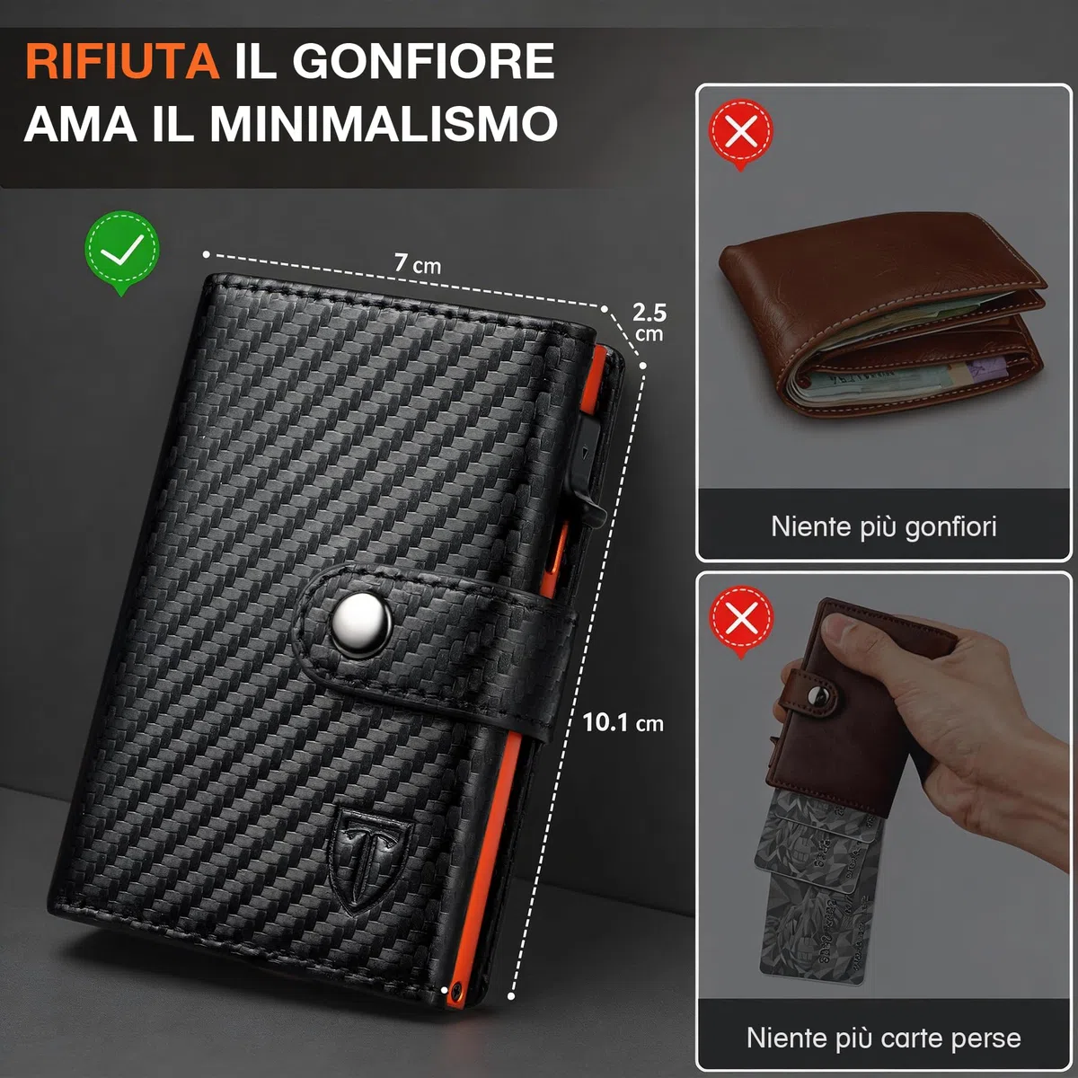 TENBST Portafoglio Uomo & Donna | Porta Carte di Credito 10 carte | Porta Tessere Uomo con Portamonete e Scomparti Banconote | Portacarte Uomo con RFID Protezione Anticlonazione - Regalo per Auto