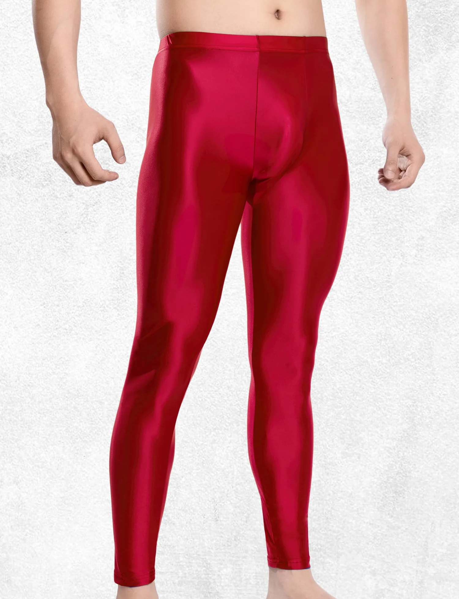 Maeau - Leggings Gloss Uomo Collant Slim Oliato Brillante Pantaloni Aderenti Sport Gym Clubwear M-XXL