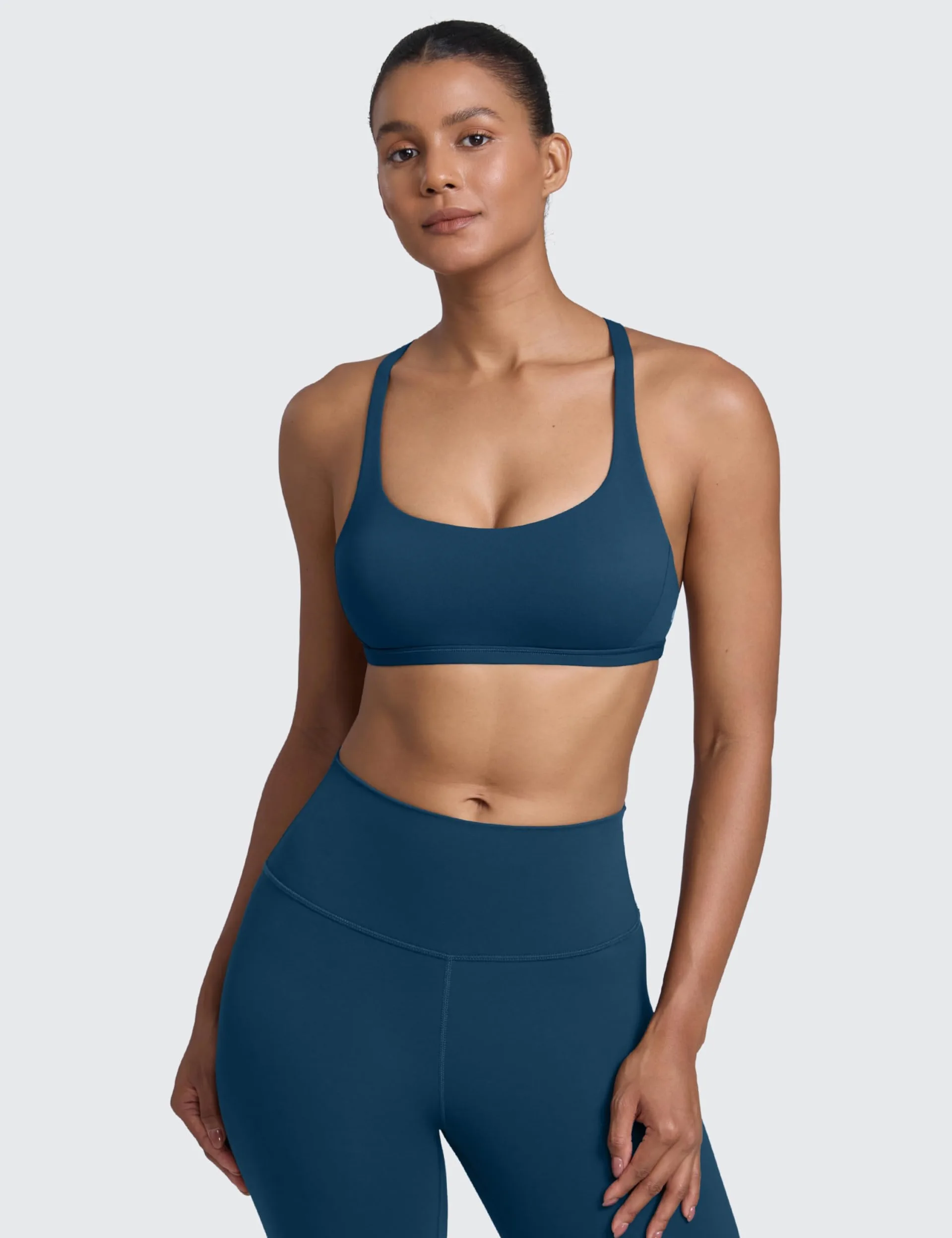 CRZ YOGA Donna Reggiseno Sportivo Yoga Imbottite Rimovibili Multi Strap