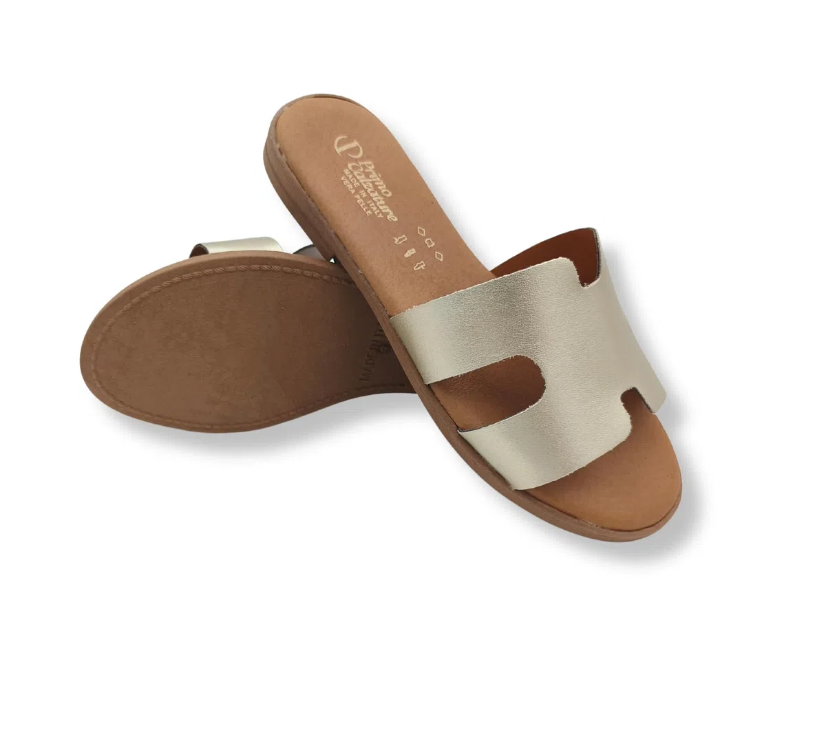 Eleganti Ciabatte Donna Estive, Sandali Bassi Cuoio, Ciabattina in Pelle Estate, Vero Made in Italy