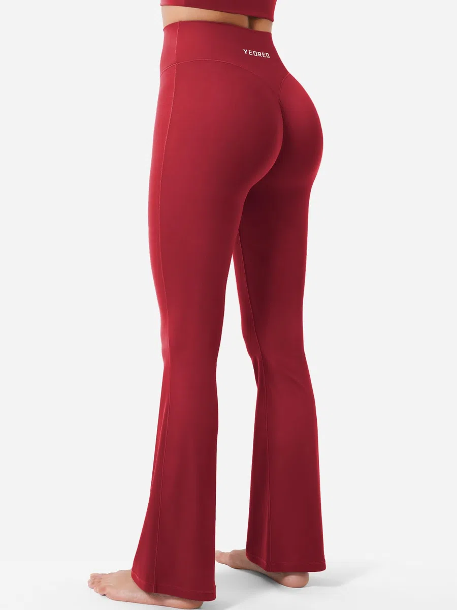 YEOREO Leggings da donna Flare Invisible Scrunch Butt Sports Leggings a vita alta, leggeri, da yoga, lunghi, push up, opachi, sportivi