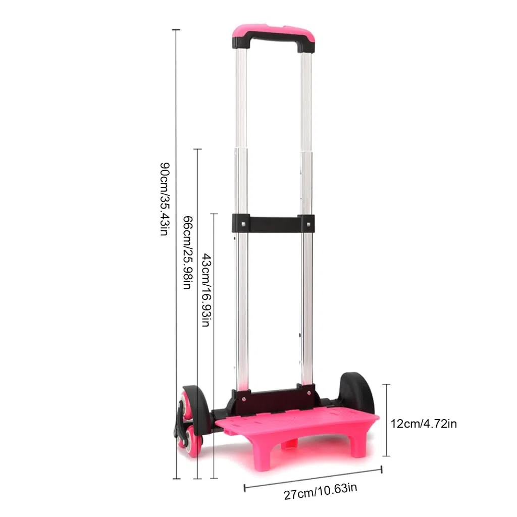 Carrello per Zaino Pieghevole Carrello su 6 Ruote Carrello a Mano per Borsa da Scuola