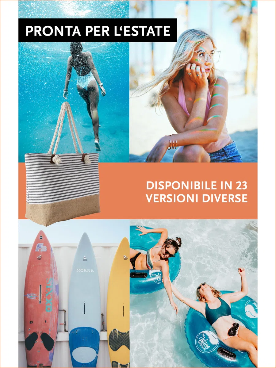 DonDon Grande borsa da spiaggia idrorepellente con cerniera