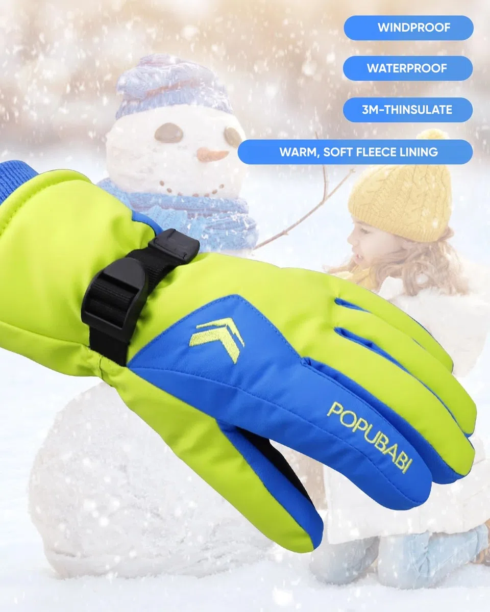 Guanti da sci per bambini, guanti invernali impermeabili per bambini, guanti da ciclismo antivento da 3 a 13 anni, guanti da neve caldi per bambini per lo snowboard, lo sci e il ciclismo