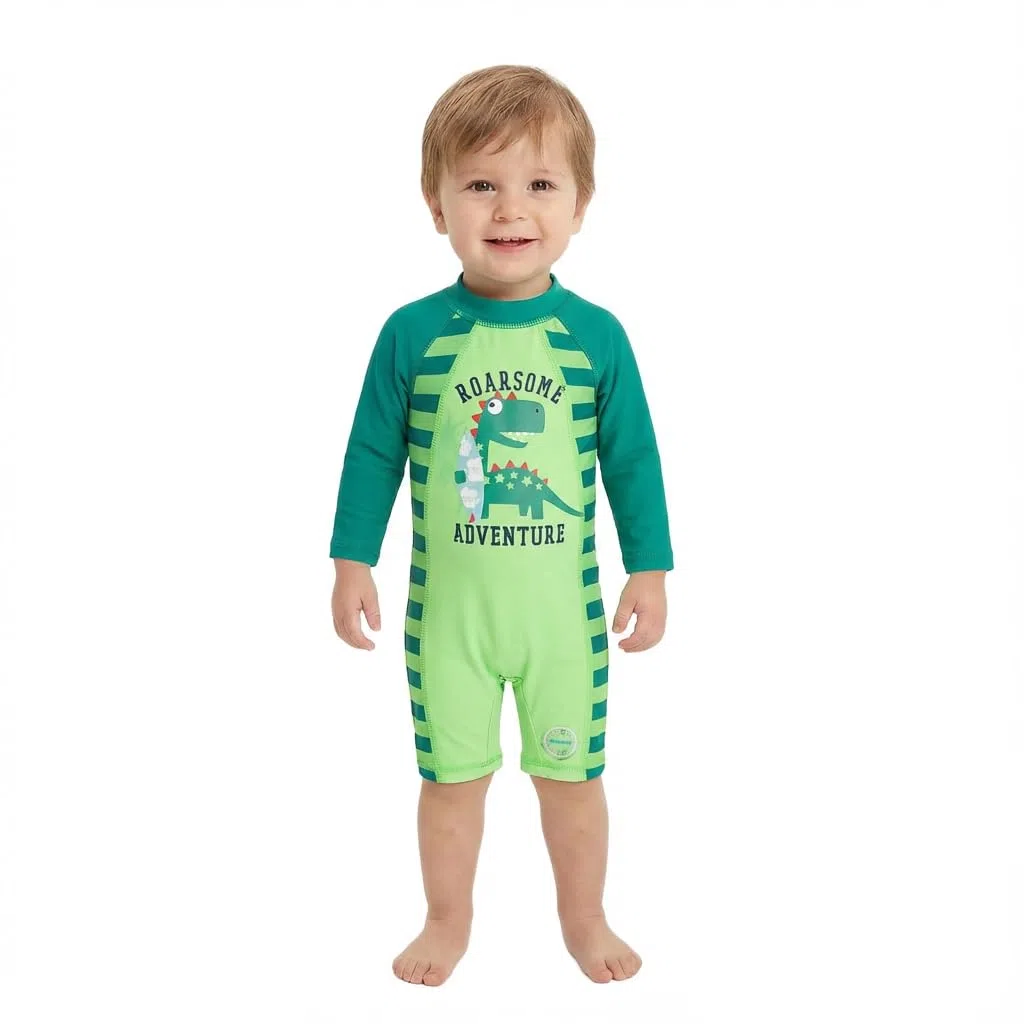 BONVERANO, Costume da bagno intero per bambini, a maniche lunghe, protezione UV 50+, con cerniera