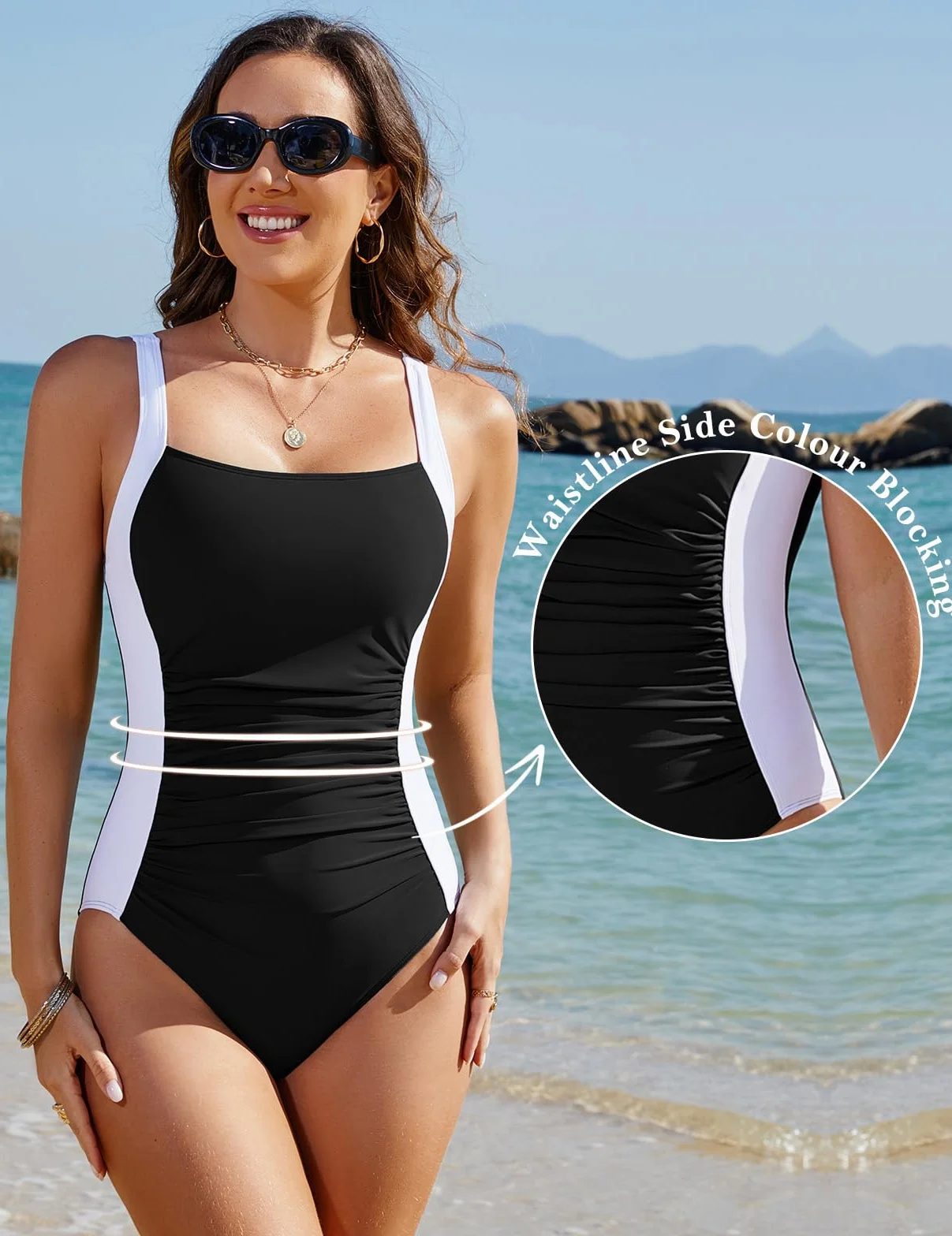 Costume Intero Donna Contenitivo Costumi da Bagno Interi Curvy Elegante Taglie Forti Pancia Piatta Modellante Push up Reggiseno Imbottito Mare Piscina Beachwear